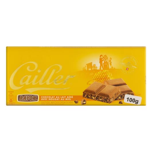 Chocolate Suíço ao Leite Aerado 31% Cacau com Torrone de Mel Cailler Rayon Cartucho 100g - Imagem em destaque