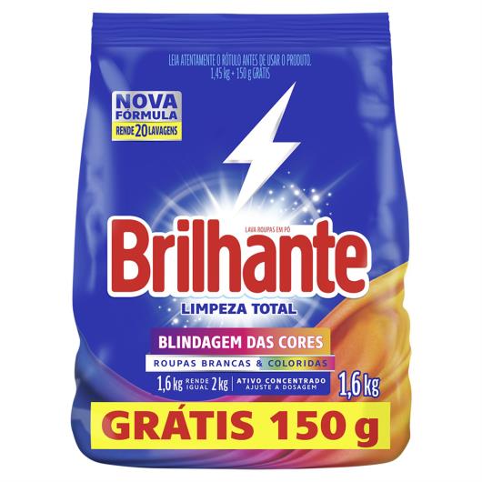 Lava-Roupas Pó Roupas Brancas e Coloridas Brilhante Limpeza Total Pacote 1,6kg Grátis 150g - Imagem em destaque