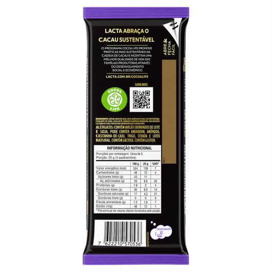 Chocolate 40% Cacau Avelã & Crocante de Cacau Lacta Intense Nuts Pacote 85g - Imagem em destaque