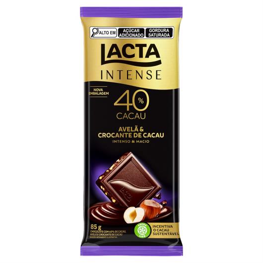 Chocolate 40% Cacau Avelã & Crocante de Cacau Lacta Intense Nuts Pacote 85g - Imagem em destaque