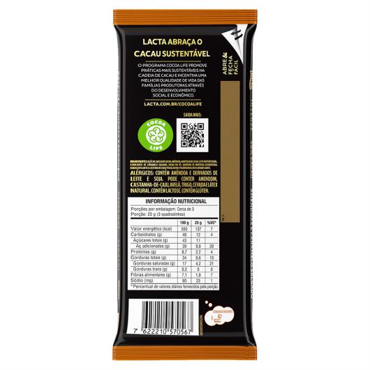 Chocolate 40% Cacau Amêndoas e Caramelo Salgado Lacta Intense Nuts Pacote 85g - Imagem em destaque