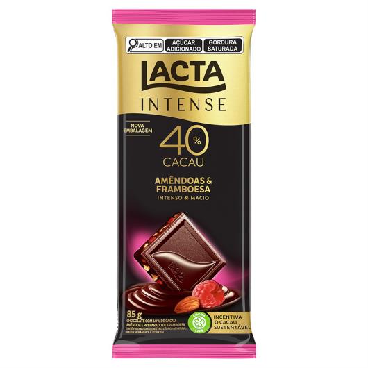 Chocolate 40% Cacau Amêndoas & Framboesa Lacta Intense Pacote 85g - Imagem em destaque
