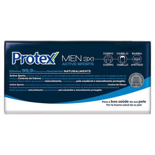 Pack Sabonete Barra Antibacteriano 3 em 1 Protex Men Active Sports Envoltório 510g 6 Unidades Leve Mais Pague Menos - Imagem em destaque