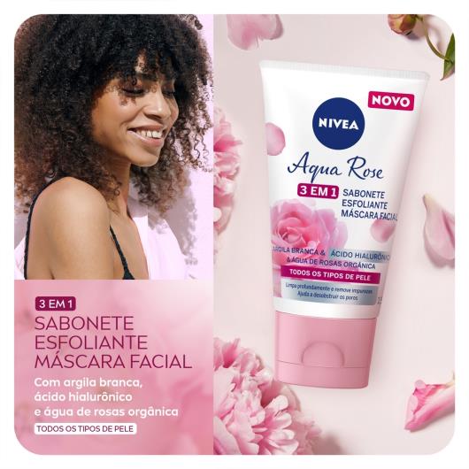 Máscara e Sabonete Facial Esfoliante Nivea Aqua Rose Bisnaga 150ml - Imagem em destaque