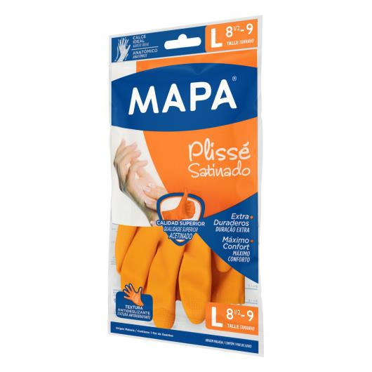 Luva Multiuso Laranja Plissé Satinado Mapa L Tamanho G - Imagem em destaque