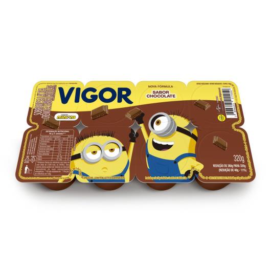 Sobremesa Láctea Chocolate Minions Vigor Bandeja 320g 8 Unidades - Imagem em destaque