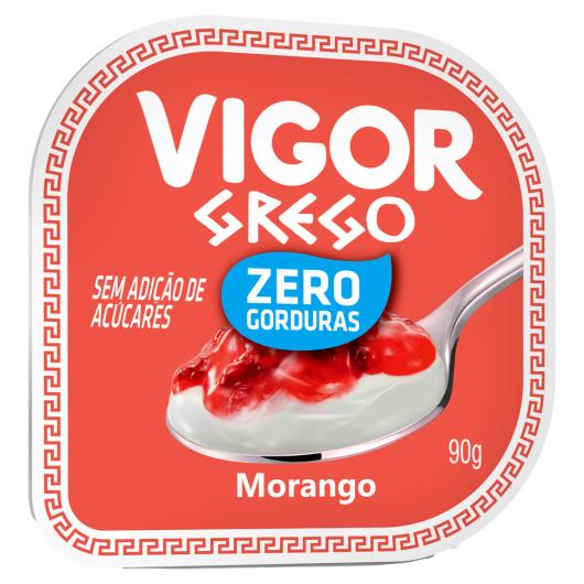 Iogurte Desnatado Grego Calda Morango Vigor Pote 90g - Imagem em destaque