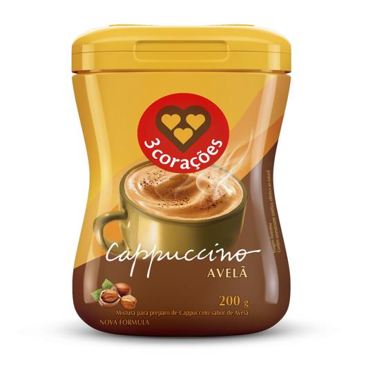 Cappuccino Solúvel Avelã 3 Corações Pote 200g - Imagem em destaque