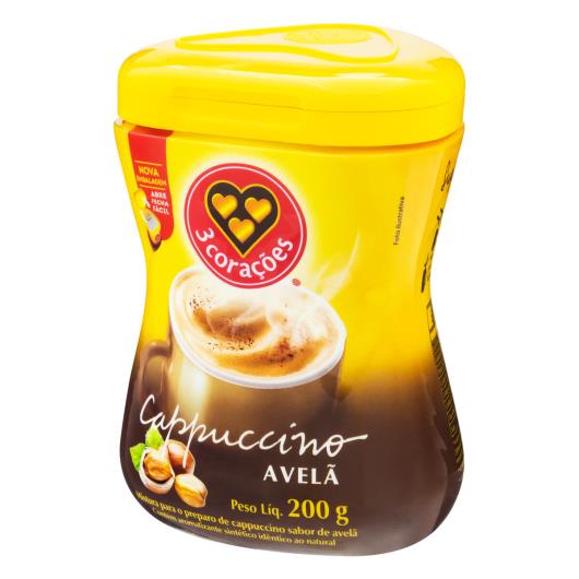 Cappuccino Solúvel Avelã 3 Corações Pote 200g - Imagem em destaque