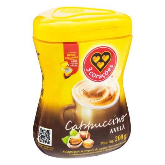 Cappuccino Solúvel Avelã 3 Corações Pote 200g - Imagem em destaque