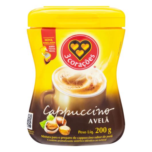 Cappuccino Solúvel Avelã 3 Corações Pote 200g - Imagem em destaque