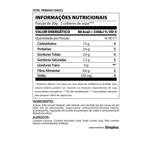 Cappuccino Solúvel Avelã 3 Corações Pote 200g - Imagem em destaque