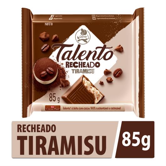 Chocolate ao Leite Recheado Tiramisu Garoto Talento 85g - Imagem em destaque