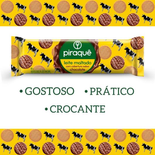 Biscoito Leite Maltado Cobertura Chocolate Piraquê Pacote 80g - Imagem em destaque