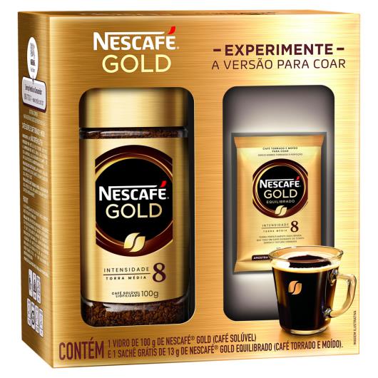 Kit Café Solúvel Liofilizado Nescafé Gold 100g Grátis Café Torrado e Moído Equilibrado Nescafé Gold 13g - Imagem em destaque