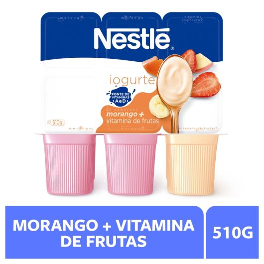 Iogurte Morango + Vitamina de Frutas Nestlé Bandeja 510g 6 Unidades - Imagem em destaque