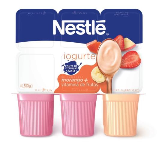 Iogurte Morango + Vitamina de Frutas Nestlé Bandeja 510g 6 Unidades - Imagem em destaque