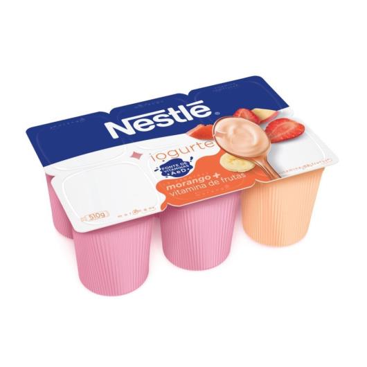 Iogurte Morango + Vitamina de Frutas Nestlé Bandeja 510g 6 Unidades - Imagem em destaque