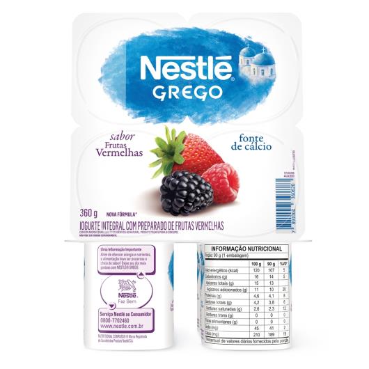 Iogurte Grego Frutas Vermelhas Nestlé Bandeja 360g 4 Unidades - Imagem em destaque