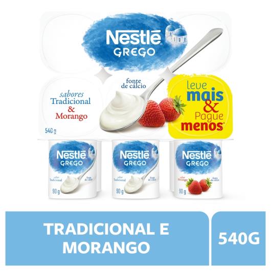 Iogurte Grego Tradicional + Morango Nestlé Bandeja 540g 6 Unidades Leve Mais Pague Menos - Imagem em destaque
