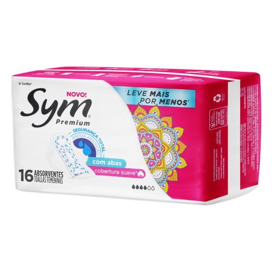 Absorvente com Abas Suave Sym Premium Pacote 16 Unidades Leve Mais Pague Menos - Imagem em destaque