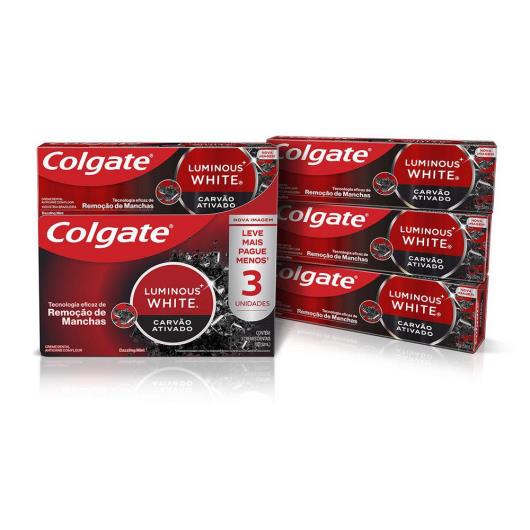 Pack Creme Dental Clareador Colgate Luminous White Carvão Ativado 70g 3 unidades - Imagem em destaque