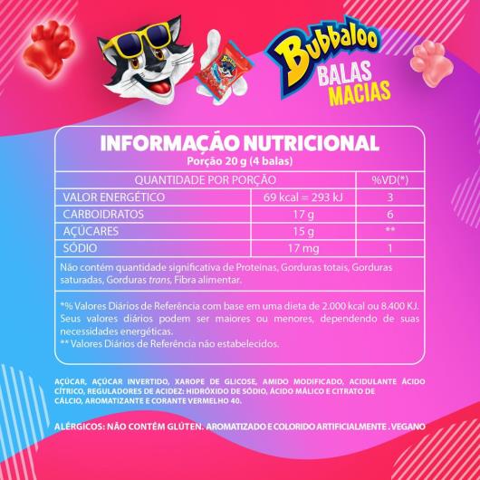 Bala Bubbaloo Morango Azedinha 82,5g - Imagem em destaque