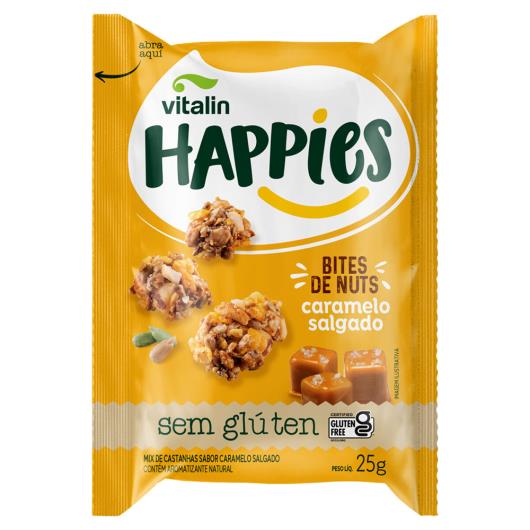 Snack Bites de Nuts Caramelo Salgado Vitalin Happies Pacote 25g - Imagem em destaque