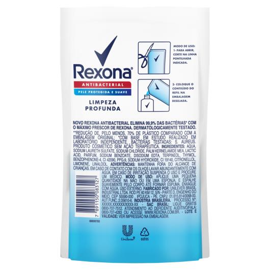 Sabonete Líquido Antibacterial Rexona Limpeza Profunda Sachê 200ml Refil Econômico - Imagem em destaque