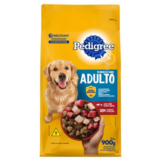 Alimento para Cães Adultos 12 Meses a 7 Anos Carne, Frango e Cereais Pedigree Pacote 900g - Imagem em destaque