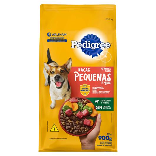 Alimento para Cães Adultos 12 Meses a 7 Anos Raças Minis e Pequenas Carne e Vegetais Pedigree Pacote 900g - Imagem em destaque