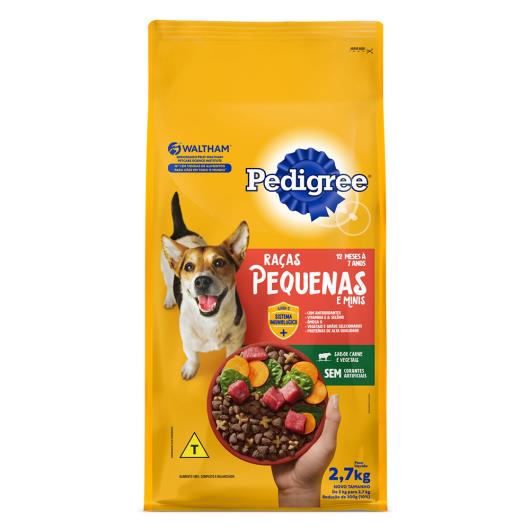 Alimento para Cães Adultos 12 Meses a 7 Anos Raças Minis e Pequenas Carne e Vegetais Pedigree Pacote 2,7kg - Imagem em destaque