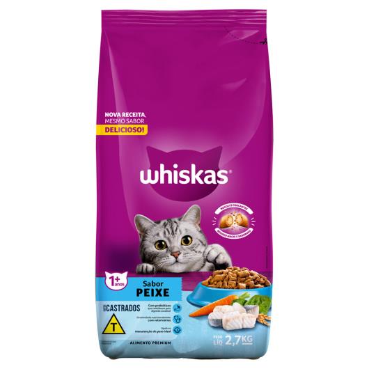 Alimento para Gatos Castrados Adultos 1+ Peixe Whiskas Pacote 2,7kg - Imagem em destaque