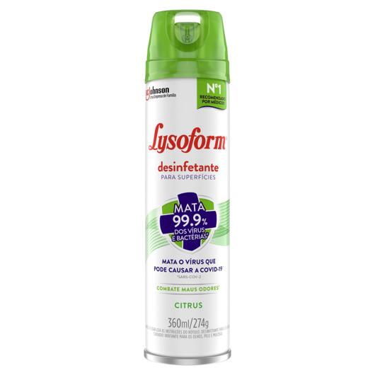 Desinfetante Superfícies Spray Citrus Lysoform Frasco 360ml - Imagem em destaque