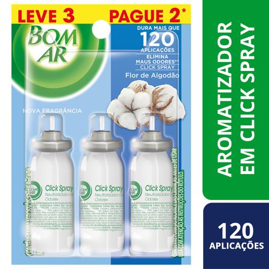 Neutralizador de Odores Flor de Algodão Click Spray Bom Ar Blister 12ml Cada Refil Leve 3 Pague 2 Unidades - Imagem em destaque