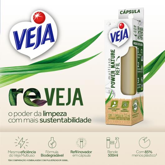 Limpador Cápsula Multiuso Eucalipto e Capim-Limão Veja Power Nature Caixa 12ml Refil - Imagem em destaque