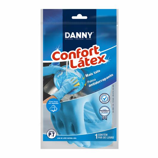 Luva de Proteção em Látex Natural Danny Grip Azul Tamanho P - Imagem em destaque