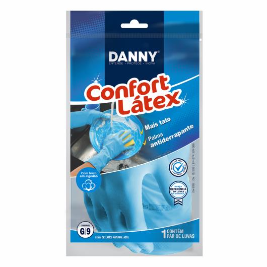 Luva de Proteção em Látex Natural Danny Grip Azul Tamanho G - Imagem em destaque