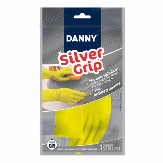 Luva de Proteção em Látex Natural Danny Grip Amarela Tamanho G - Imagem em destaque