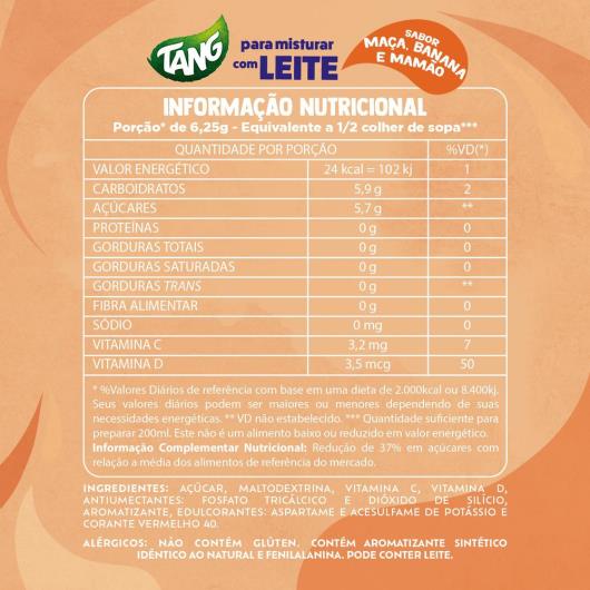 Tang Para Misturar com Leite Maça, Banana e Mamão Pacote 125g - Imagem em destaque