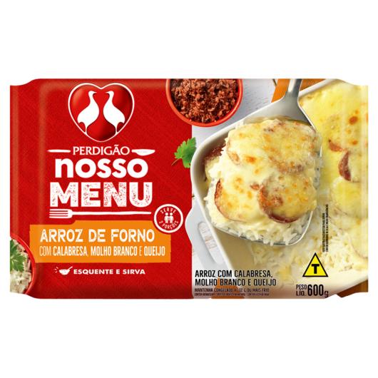Arroz de Forno com Calabresa, Molho Branco e Queijo Perdigão Nosso Menu Pacote 600g - Imagem em destaque