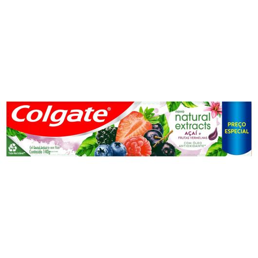 Gel Dental Açaí e Frutas Vermelhas Colgate Natural Extracts Caixa 140g - Imagem em destaque