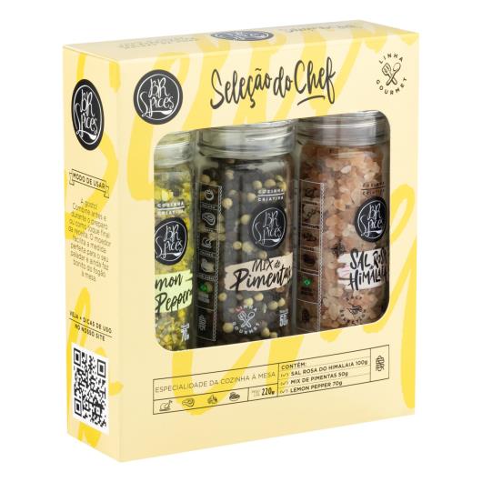 Kit Lemon Pepper 70g + Mix de Pimentas 50g + Sal Rosa do Himalaia 100g com Moedor BR Spices Gourmet Seleção do Chef - Imagem em destaque