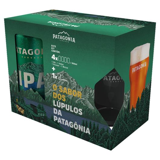 Kit Copo + Cerveja IPA + Amber + Pilsener + Weisse Patagonia 350ml Cada - Imagem em destaque