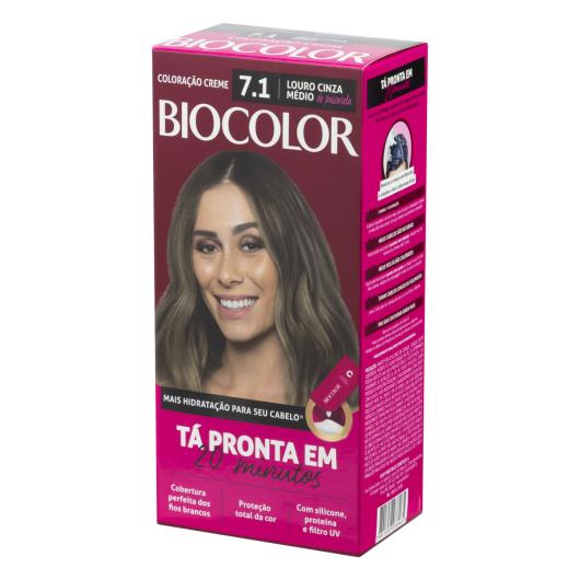 Kit Coloração Creme 7.1 Louro Cinza Médio de Passarela Biocolor Tá Pronta em 20 Minutos - Imagem em destaque