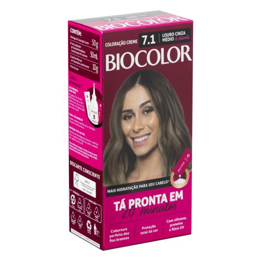 Kit Coloração Creme 7.1 Louro Cinza Médio de Passarela Biocolor Tá Pronta em 20 Minutos - Imagem em destaque