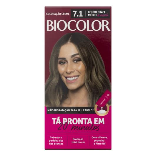 Kit Coloração Creme 7.1 Louro Cinza Médio de Passarela Biocolor Tá Pronta em 20 Minutos - Imagem em destaque