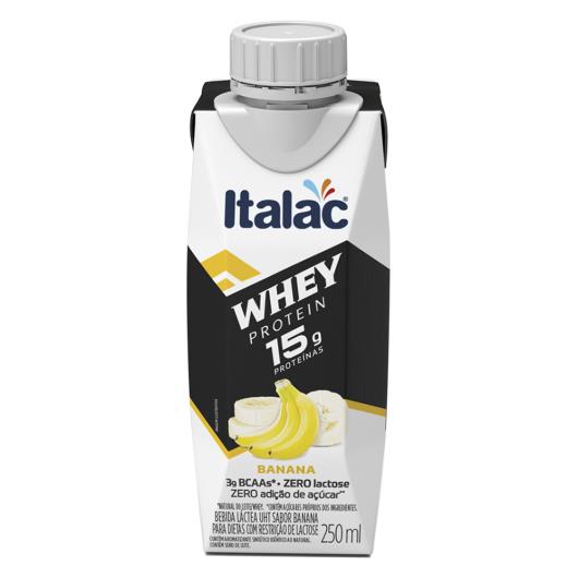 Bebida Láctea Italac Whey Protein 15g Zero Lactose Sabor Banana 250ml - Imagem em destaque