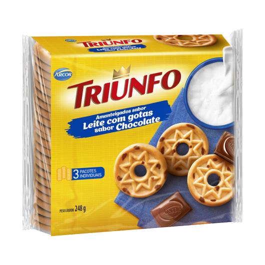 Biscoito Amanteigado com Gotas de Chocolate Leite Triunfo Pacote 248g - Imagem em destaque