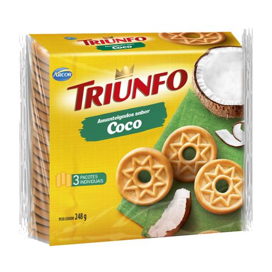 Biscoito Amanteigado Coco Triunfo Pacote 248g - Imagem em destaque